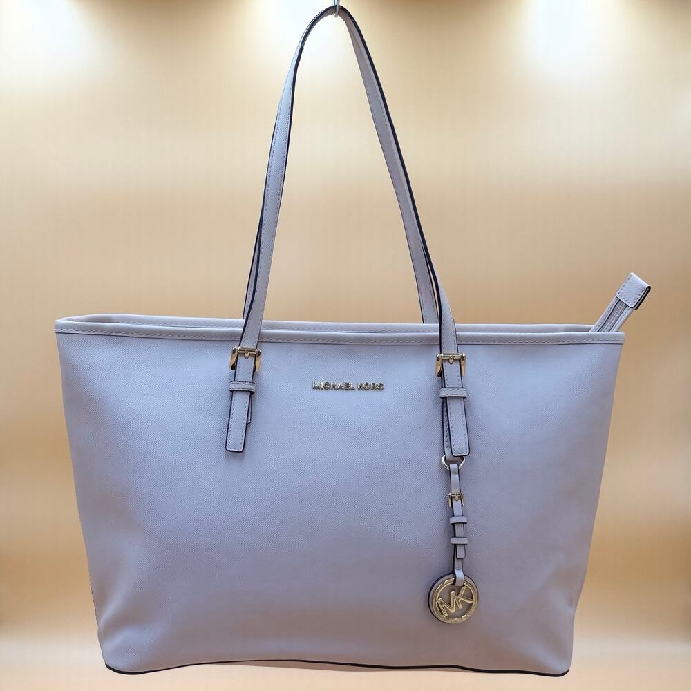 Michael Kors Dusty Pink Saffiano Leather Tote Bag Large Zip Top Tote